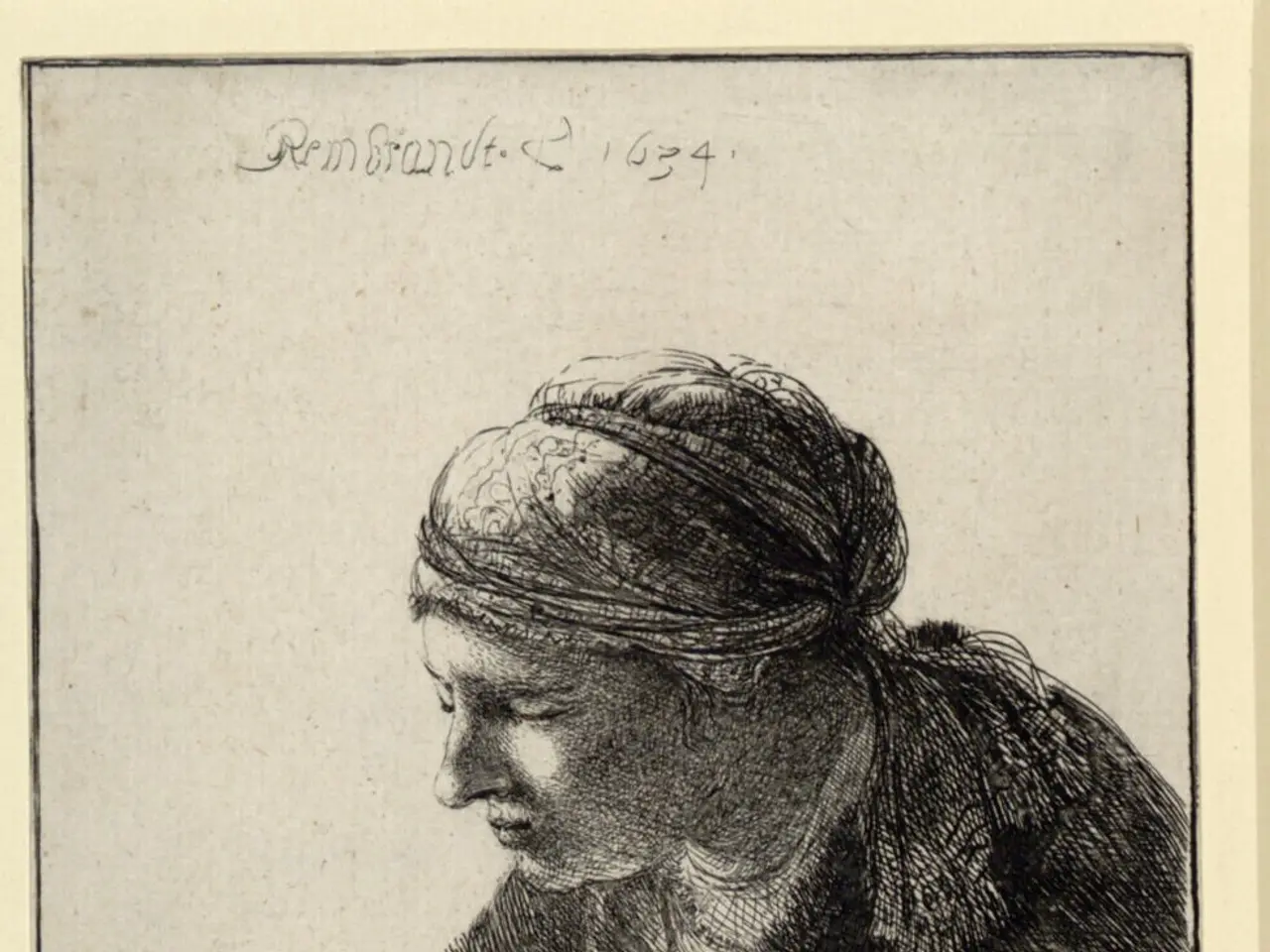 The image shows a woman reading a book, with her head resting on her arm and her eyes focused on...