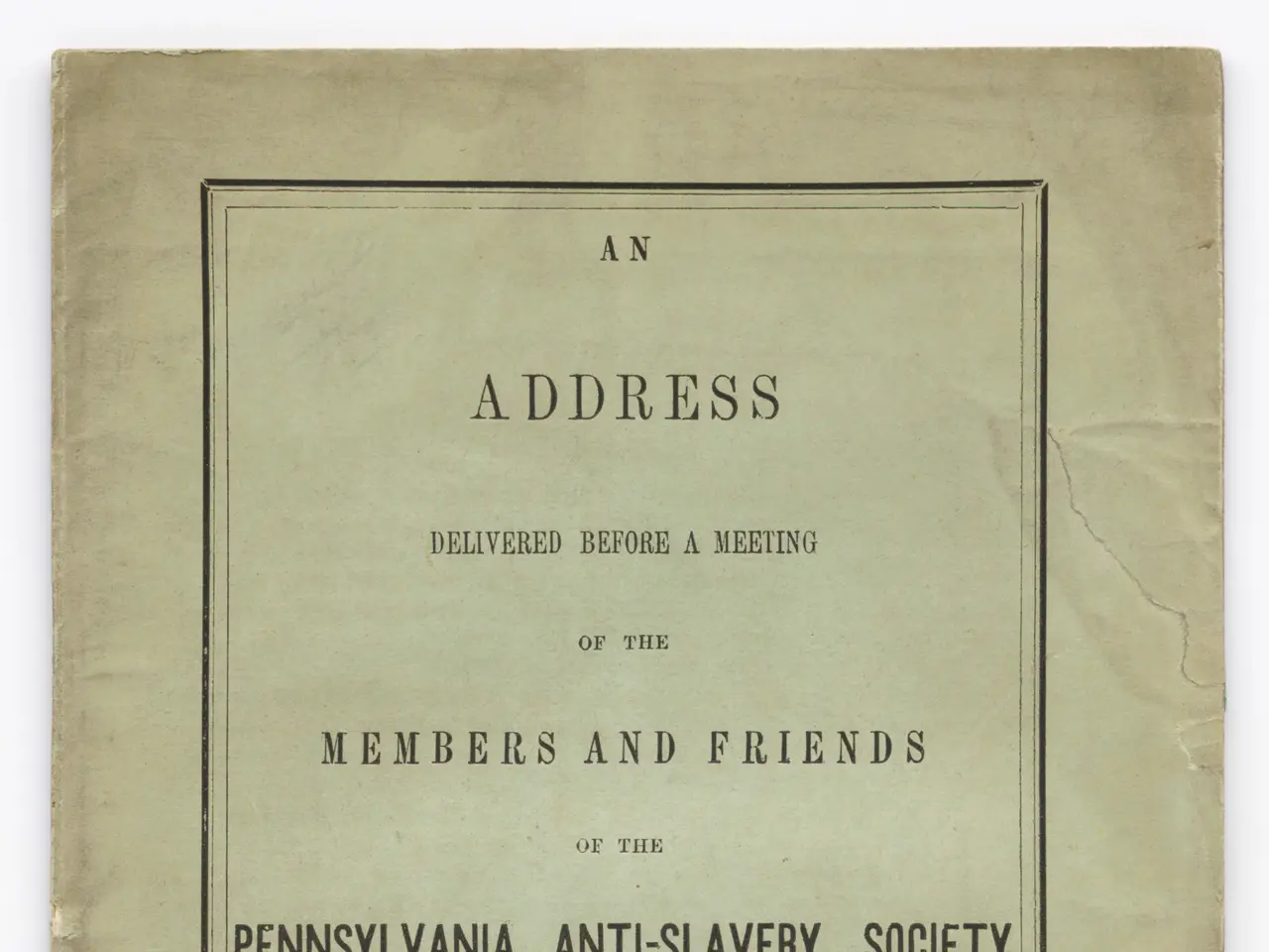 The image shows a book with the title "An Address Delivered Before a Meeting of the Members and...