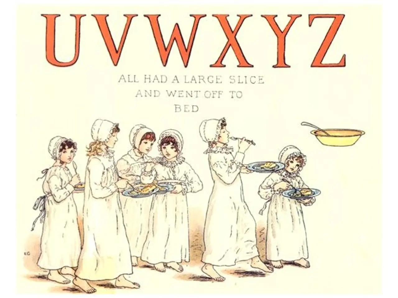 The image shows a group of people standing and holding plates with food items in their hands, with...