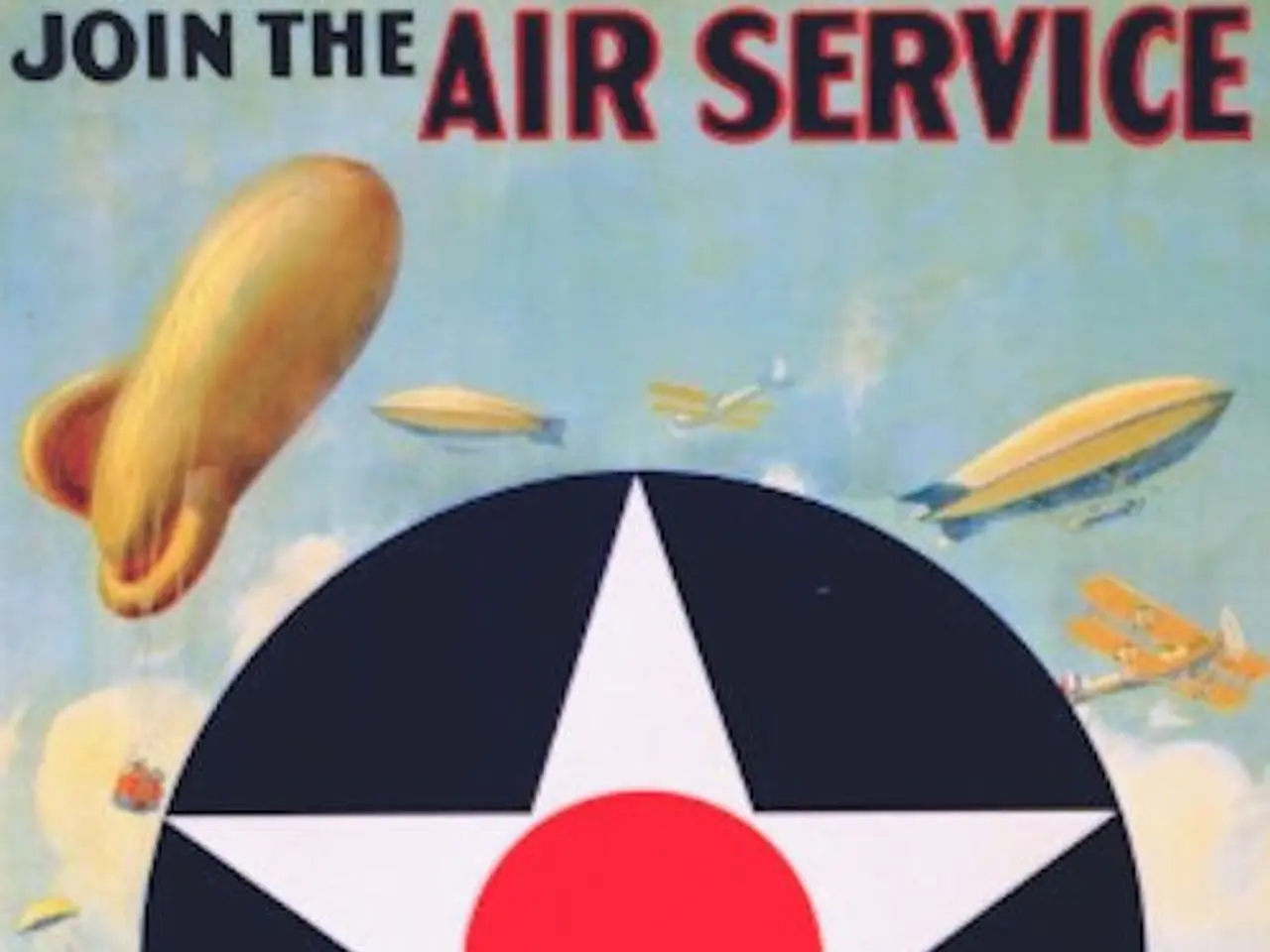 The image shows a poster with the words "Join the Air Service - Learn-Earn" written across the top....