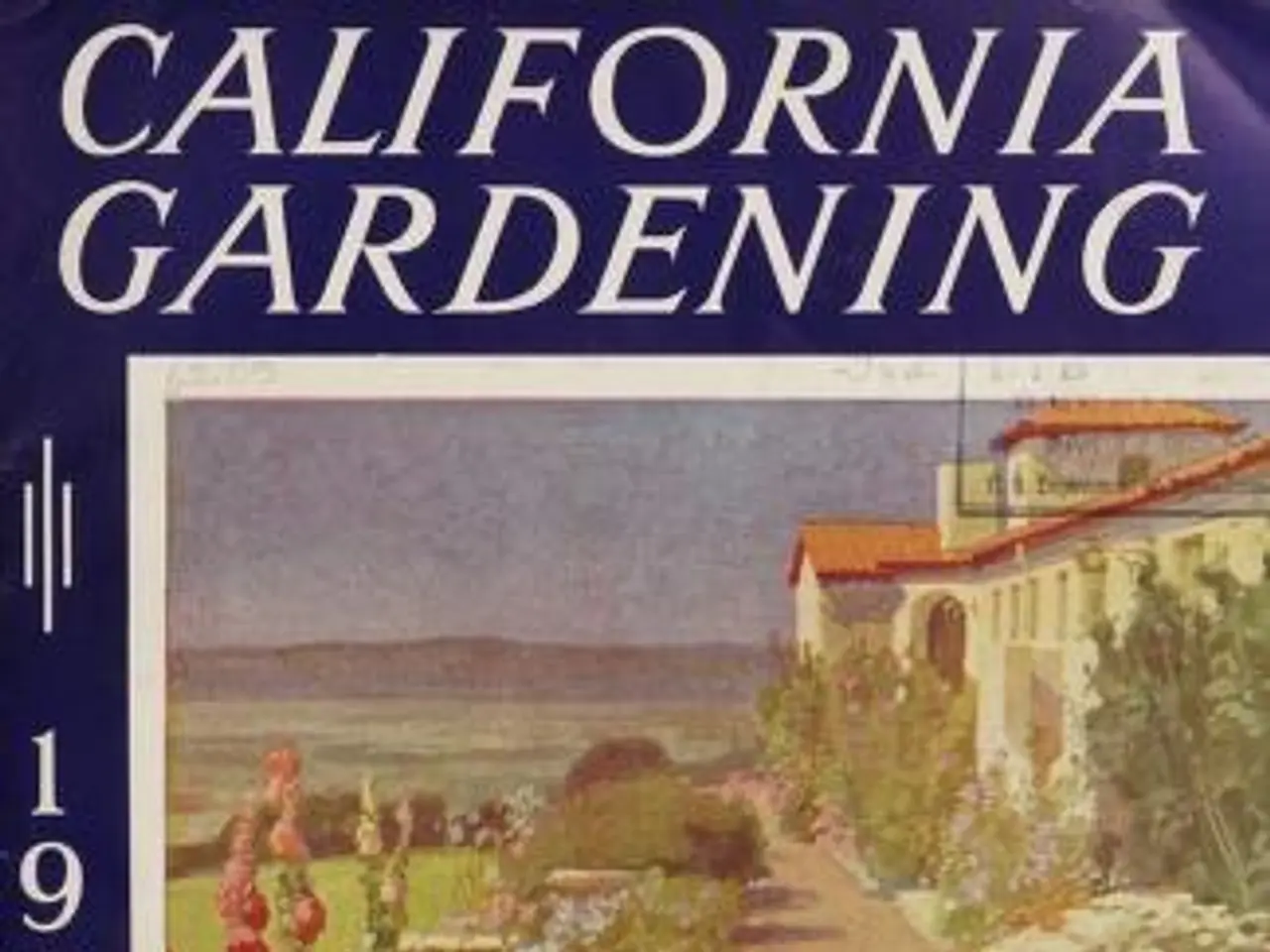 The image shows a book titled "California Gardening 1937 by Germains" with a picture of a building,...