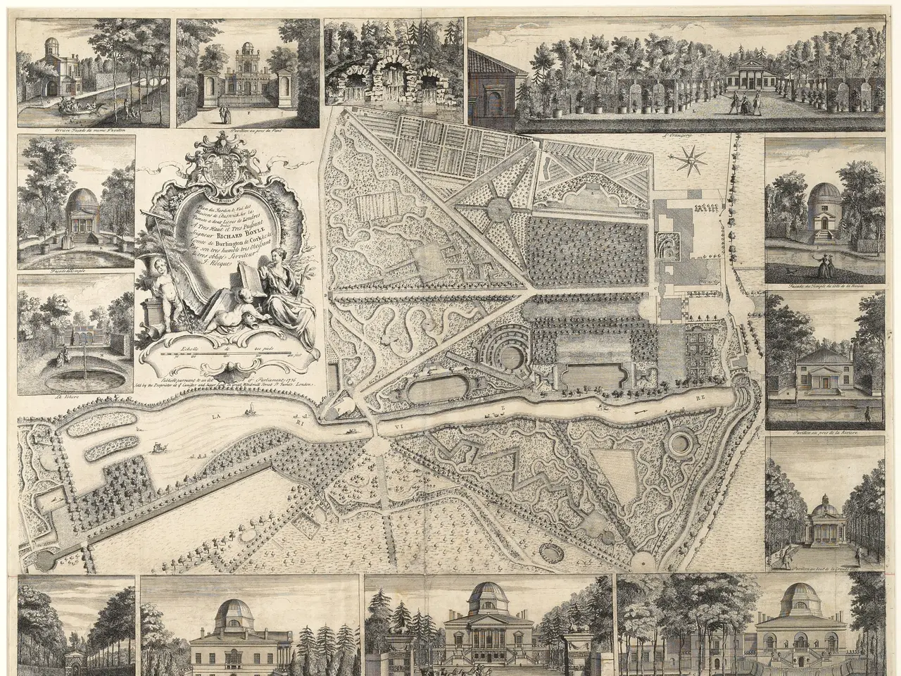The image shows a poster with a map of the city of London, England, featuring a variety of...