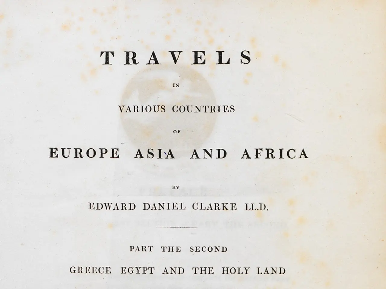 The image shows an old book with the title "Travels in Various Countries of Europe, Asia and...