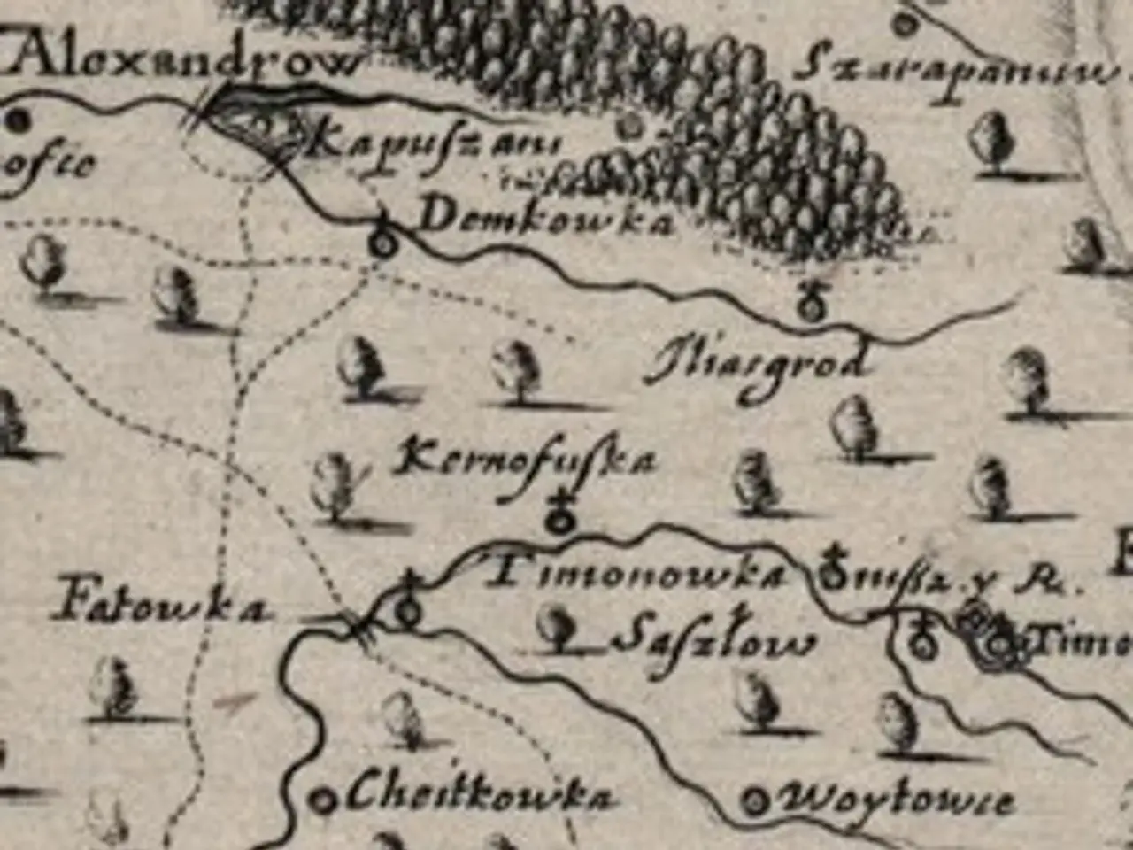 The image shows an old map of the city of Tuscany, Italy, with text written on it. The map is...