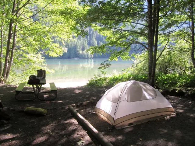 Peaceful Campsite Amidst New York's Catskill Mountains near a Tranquil Creek Provides a Serene...