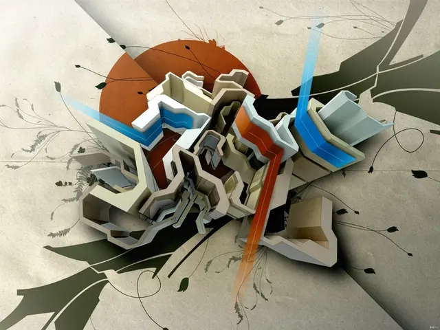 The picture is an animation. In the center of the picture there are buildings, sun and some floral...