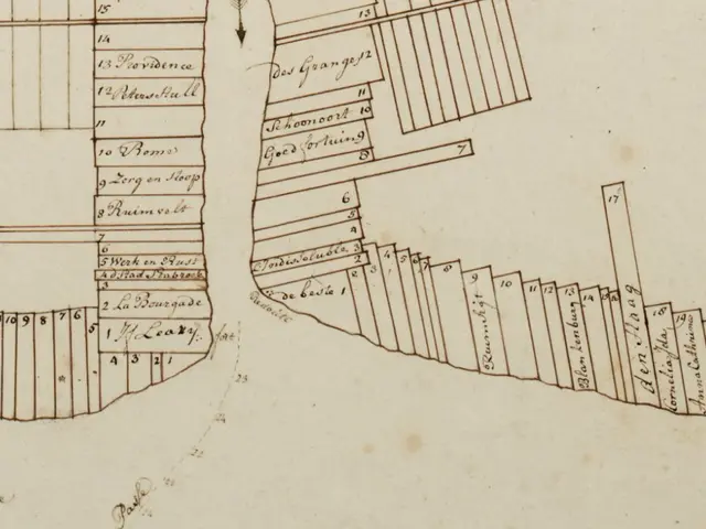 The image shows a drawing of a map of a city with a lot of buildings, which is the site plan of the...