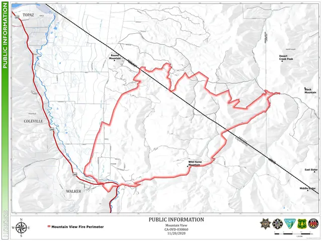 The image shows a poster with a map of the proposed trail to the top of the mountain, along with...