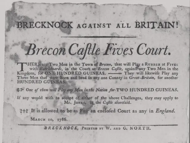 The image shows a paper with the text "brecknock against all britain brecon caffle fives court"...
