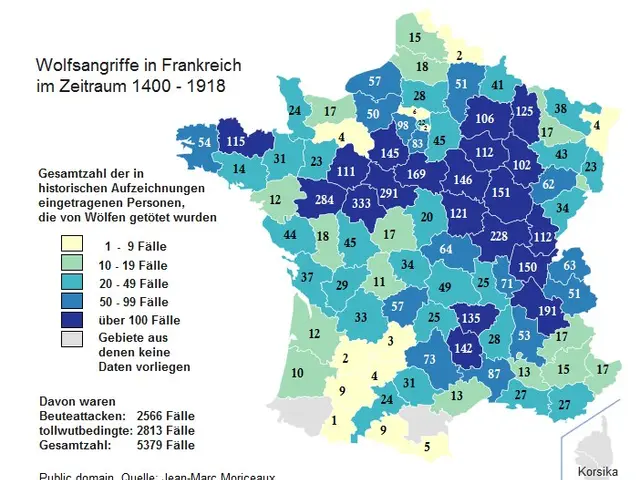The image shows a map of Germany with different colors representing the percentage of people living...