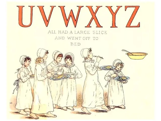 The image shows a group of people standing and holding plates with food items in their hands, with...