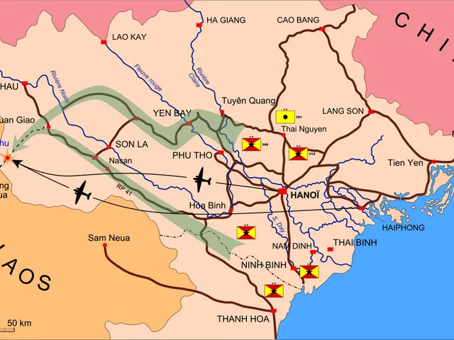 The image shows a poster of a map of Vietnam with the provinces of Laos and China highlighted. It...