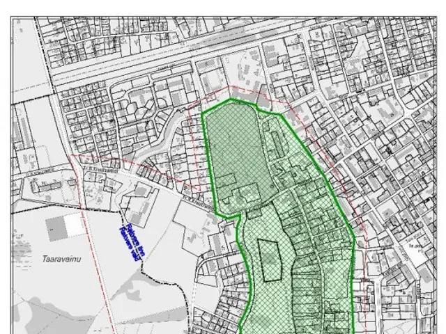 The image shows a poster with a map of a city with a green area highlighted in the middle. The text...