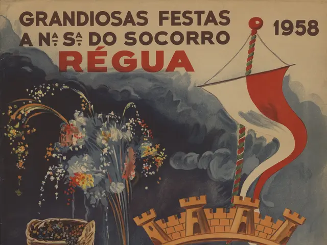 The image shows a poster advertising a festival in Brazil, featuring a man playing an accordion....