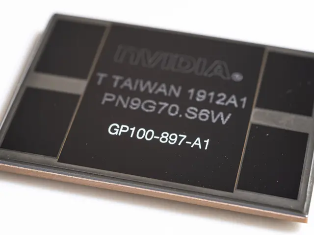 The image shows a close up of a black and brown Nvidia Geforce GTX 660 Ti chip on a white surface...